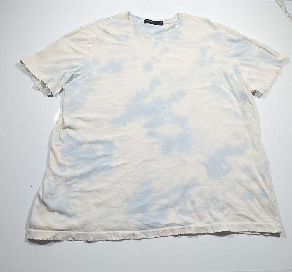 Junk Food Clothing T-Shirt Size XL Blue White Tie Dye Distressed Crew Neck